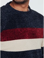 Pánsky pruhovaný tmavomodrý sveter FashionStreet WX2240 Pánsky pruhovaný tmavomodrý sveter FashionStreet WX2240