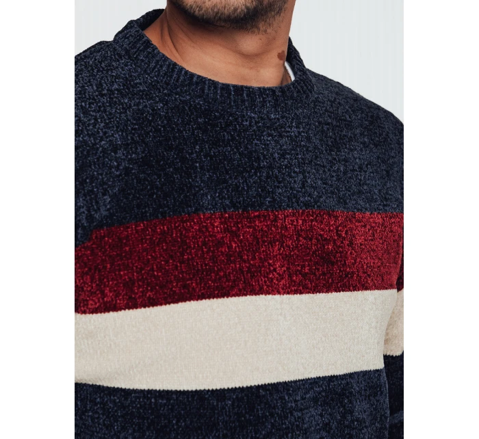 Pánsky pruhovaný tmavomodrý sveter FashionStreet WX2240 Pánsky pruhovaný tmavomodrý sveter FashionStreet WX2240