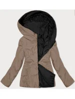 béžová oboustranná dámská krátká bunda s kapucí model 21442158 - J.STYLE