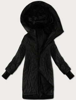 Čierna dámska prešívaná bunda s úpletom a sťahovacím lemom S'West (B8505-1)