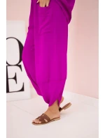 Komplet z viskózy halenka + kalhoty tmavě fialová