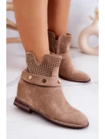Ażurowe Wiosenne Damskie Botki Beżowe Royale