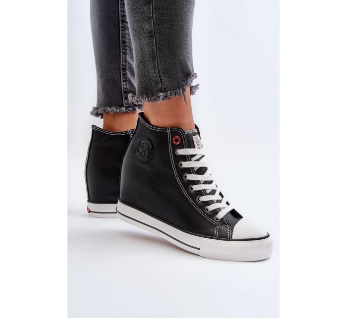 Trampki Damskie Na Koturnie Cross Jeans NN2R4005 Czarne