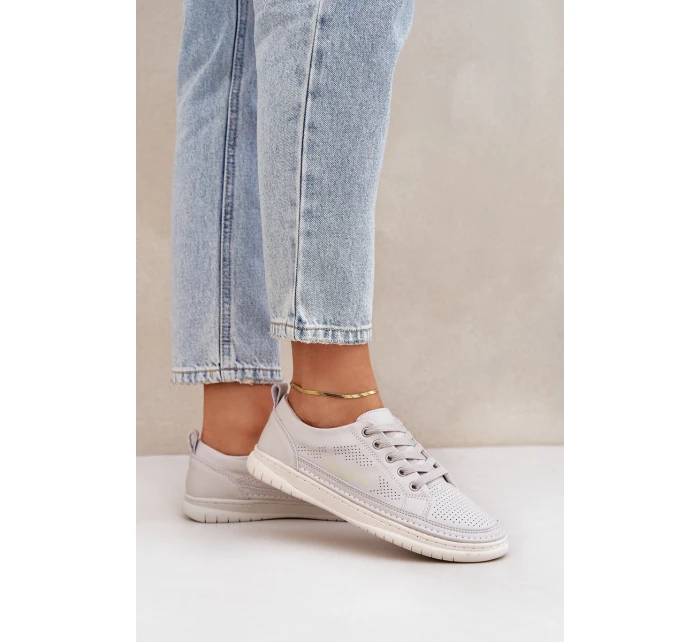 Dámské Kožené Tenisky Šedé model 21684179 - EVENTO