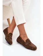 Loafersy Mokasyny Damskie Płaskie Ciemnozielone Roseline