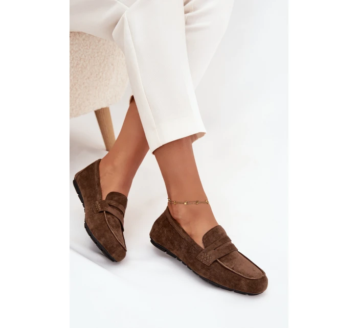 Loafersy Mokasyny Damskie Płaskie Ciemnozielone Roseline