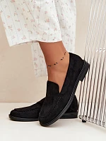 Dámske mokasíny a loafers z ekologického semišu, čierne, Laisie
