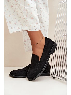 Dámske mokasíny a loafers z ekologického semišu, čierne, Laisie