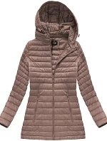 Prešívaná bunda v staroružovej farbe s kapucňou (7473-PLUS)