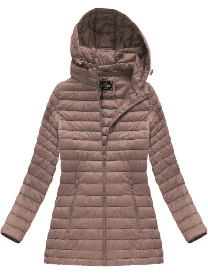 Prešívaná bunda v staroružovej farbe s kapucňou (7473-PLUS)