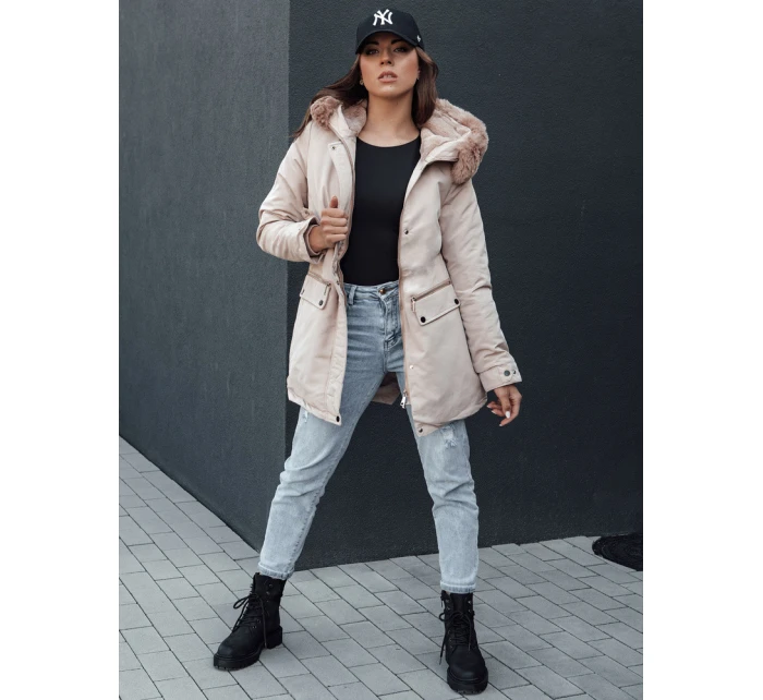 Dámská zimní bunda parka s kapucí béžová Dstreet model 21979645 - FashionStreet