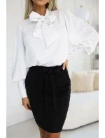 569-2 Semišová sukňa s viazaním - ČIERNA