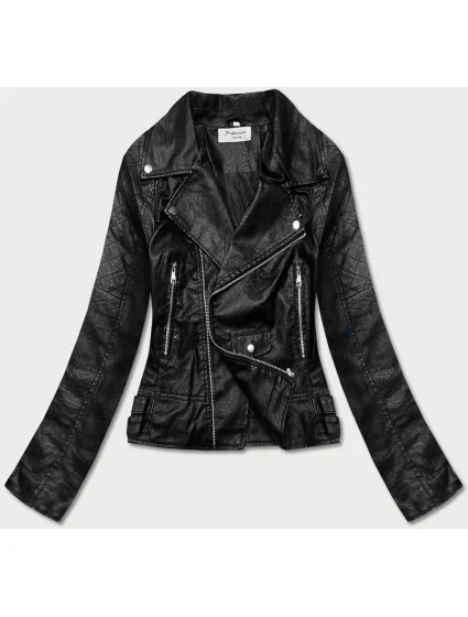 Čierna bunda ramoneska s chlopňami (HM33)