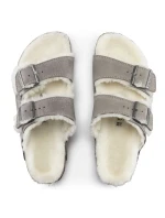 Birkenstock dámske/pánske zateplené šľapky Arizona Shearling Stone Coin semiš s ovčou vlnou regular wide (1017402) dámske