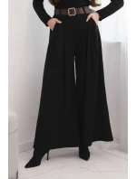 Dámske široké nohavice s opaskom čierne Dámske široké nohavice s opaskom čierne