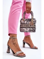 Lakierowane Sandały Na Obcasie Szare Owen Lakierowane Sandały Na Obcasie Szare Owen