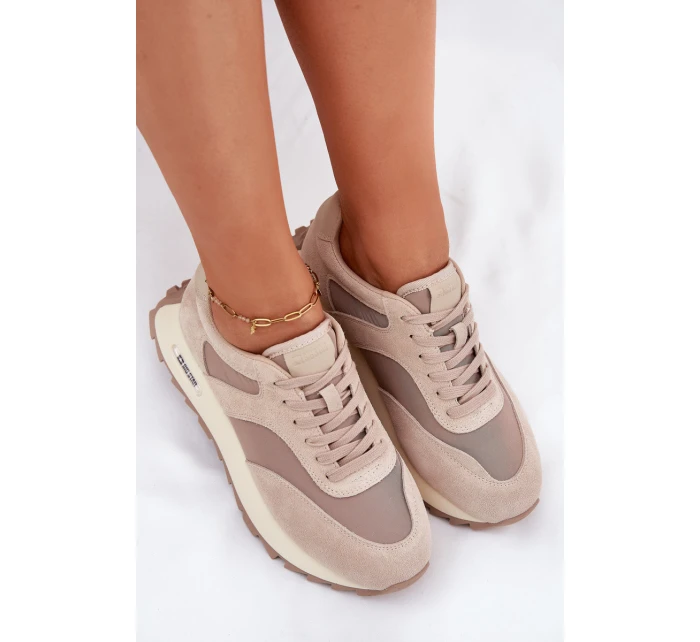 Zamszowe Sneakersy Na Platformie Damskie Big Star RR274897 HI-POLY SYSTEM Beżowe Zamszowe Sneakersy Na Platformie Damskie Big Star RR274897 HI-POLY SYSTEM Beżowe