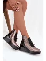 Dámské kotníkové boty na platformě D&A MR52-106 metalické