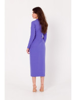 K178 Plášťové šaty s asymetrickým výstrihom - svetlo fialové