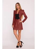 šaty s výstřihem do V bordó model 21295864 - Moe