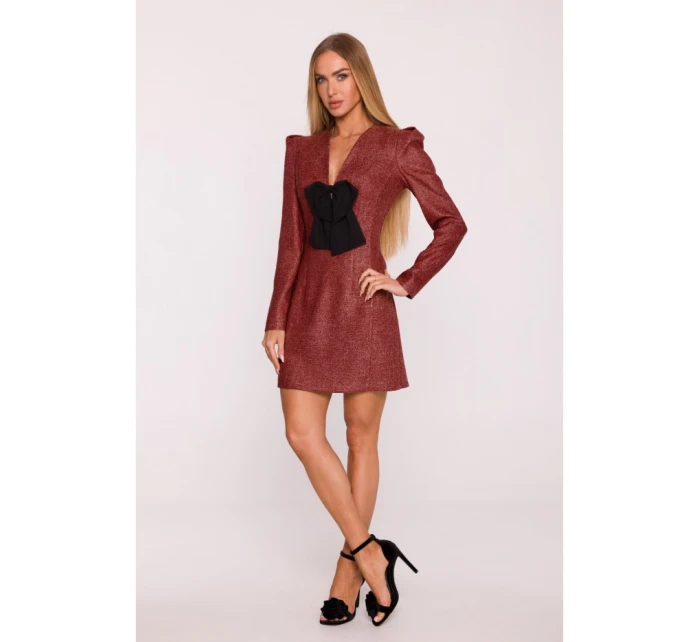 šaty s výstřihem do V bordó model 21295864 - Moe