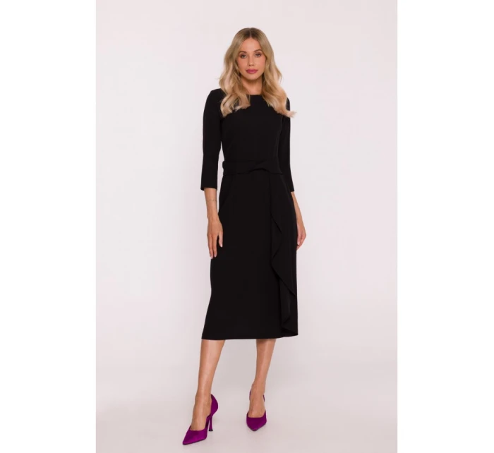 S425 Šaty s volánom - čierne