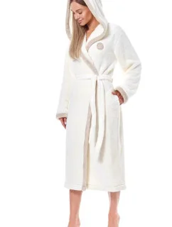 Dlouhý dámský župan  Ecru s béžovou L&L model 20985396 - L&L