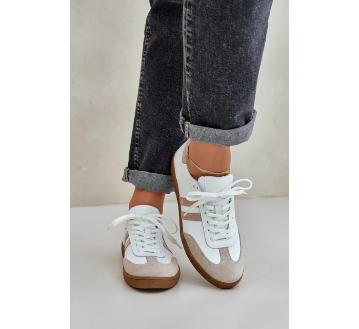 Dámske kožené čižmy N1068 white and beige - Zazoo