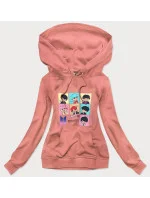 Dámska športová mikina v broskyňovej farbe s potlačou (N7283)