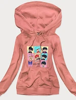 Dámska športová mikina v broskyňovej farbe s potlačou (N7283)