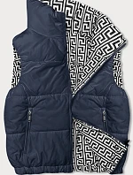 Dámsky krátky top bez rukávov so stojatým golierom tmavomodrý (16M9092-215)