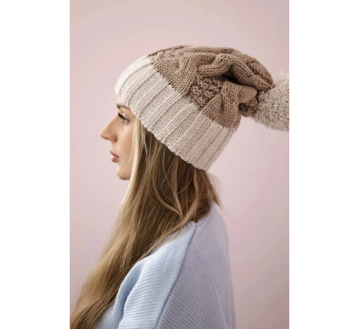 Paris fleecová čiapka K212 tmavo béžová + béžová