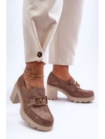 Elegantní boty se zlatým zdobením béžová model 21582805 - Boto