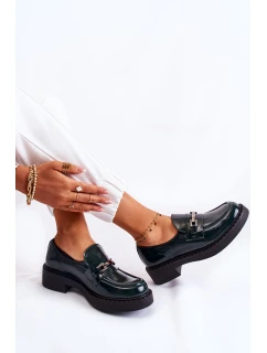 Lakierowane Półbuty Ze Srebrną Ozdobą Zielone Lemar Hestill