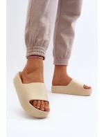 Damskie Klapki Na Grubej Podeszwie Beżowe Oreithano