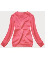 Růžová dámská tepláková mikina se stahovacími lemy model 16150352 - J.STYLE Růžová dámská tepláková mikina se stahovacími lemy model 16150352 - J.STYLE