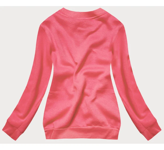 Růžová dámská tepláková mikina se stahovacími lemy model 16150352 - J.STYLE Růžová dámská tepláková mikina se stahovacími lemy model 16150352 - J.STYLE