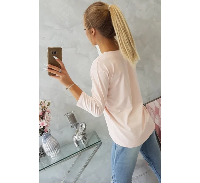 Halenka s 3D grafikou kočky pudrově růžová Halenka s 3D grafikou kočky pudrově růžová