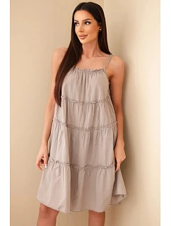 Dámske bavlnené šaty bez ramienok s volánmi fango