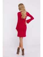 Šaty z úpletu se širokými rukávy červené model 20515156 - Moe