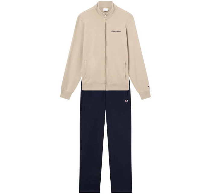 Pánska tepláková súprava na zips Champion v béžovej a tmavomodrej farbe 222248 MS041