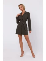 M749 Blejzrové šaty s opaskom - khaki farba