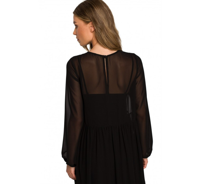 Šifonové šaty s volánem černé model 18140445 - STYLOVE