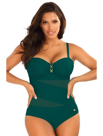 Dámske jednodielne plavky S8030D1-7 tm. zelené - Self
