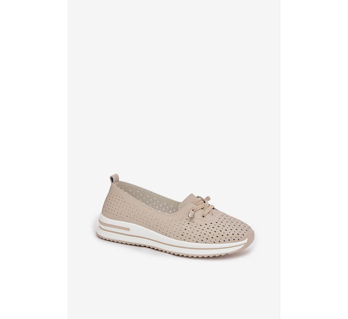 Dámske kožené poltopánky LR61-7044 beige - S.Barski