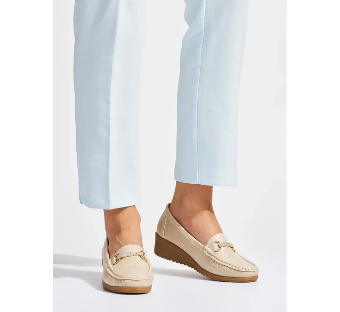 Jedinečné mokasíny hnědé dámské na klínku Jedinečné mokasíny hnědé dámské na klínku