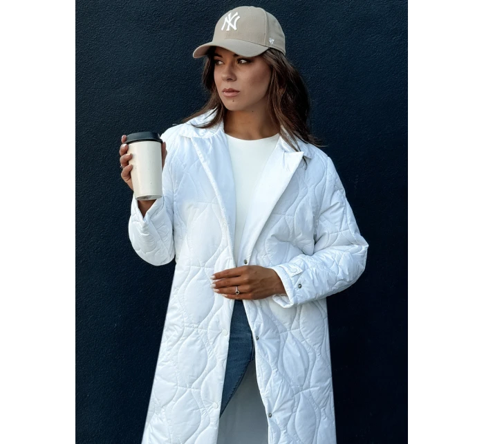 Dámský prošívaný dlouhý kabát bílý Dstreet model 21978774 - FashionStreet