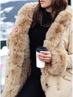 Dámská zimní bunda parka s kožešinou béžová Dstreet model 21982607 - FashionStreet