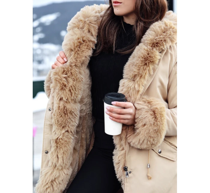 Dámská zimní bunda parka s kožešinou béžová Dstreet model 21982607 - FashionStreet