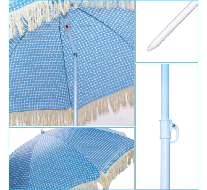 PLÁŽOVÝ A ZÁHRADNÝ SLNEČNÍK SO STRAPCAMI 174 CM MODRÝ